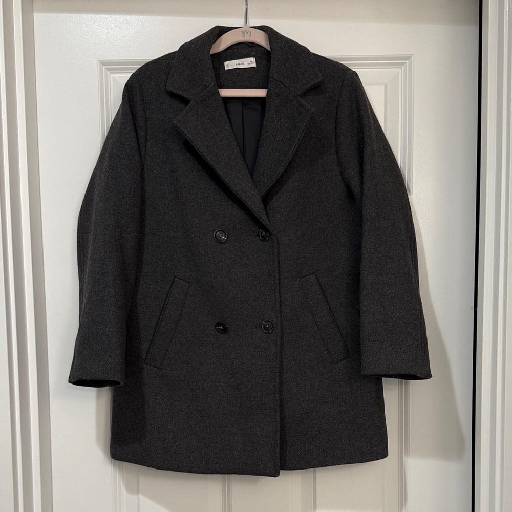 Mango Girls Charcoal Wool Blend Coat size 8